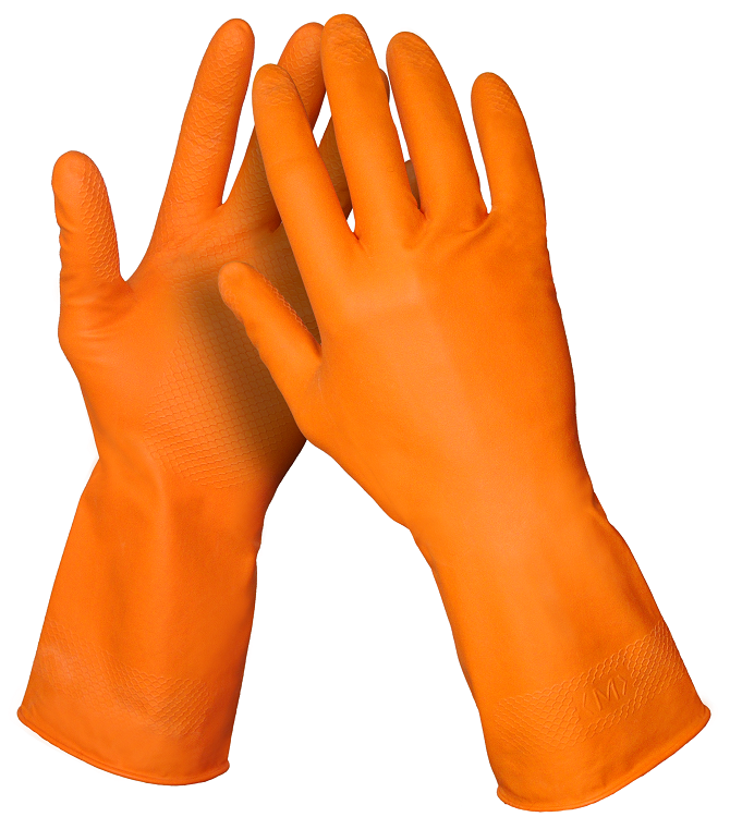 Levně HANDOOX latexové úklidové rukavice oranžové M/L