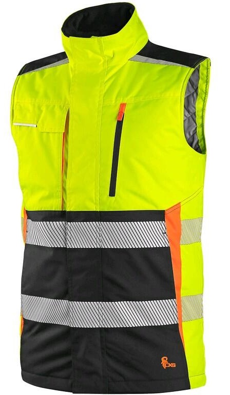 Levně CXS BENSON výstražná zateplená vesta žluto černá 2XL