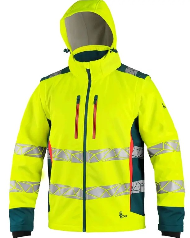 Levně CXS BEDFORD pánská reflexní softshellová bunda 2v1 žlutá petrolová 2XL