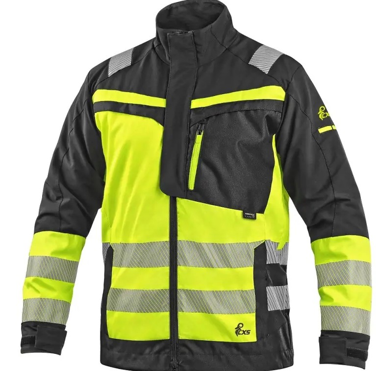 Levně CXS NAOS HV reflexní pracovní blůza pánská černá žlutá Hi-Vis 46
