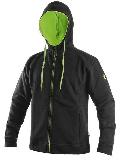 Levně CXS Harrison pánská mikina s kapucí černo zelená 2XL