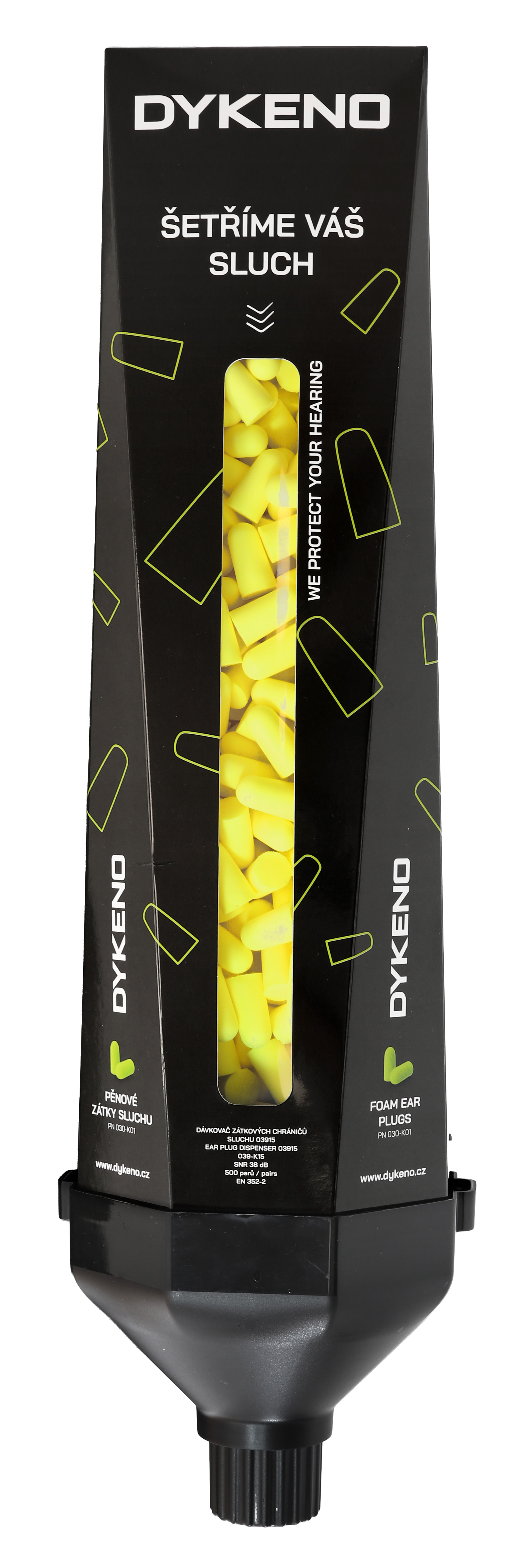 Zátky do uší 500 párů 38 dB SNR + papírový dávkovač