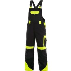 CXS SIRIUS BRIGHTON zimní pracovní kalhoty s laclem černá žlutá reflexní