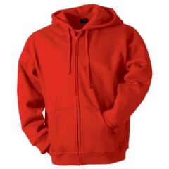 Mikina pánská na zip s kapucí červená