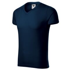 Malfini Slim Fit V-neck146 pánské tričko V výstřih námořní modrá