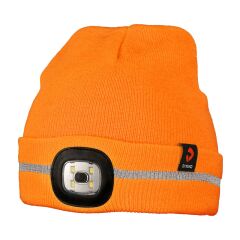ALAPOX LED zimní čepice s LED světlem fluorescenční oranžová