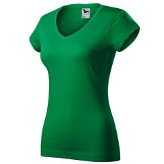 Dámské tričko Malfini Fit V-neck středně zelená
