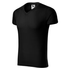 Malfini Slim Fit V-neck146 pánské tričko V výstřih černá