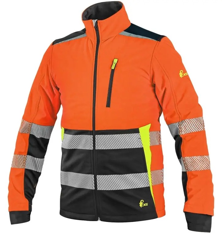 Levně CXS BENSON výstražná softshellová bunda oranžová černá 2XL
