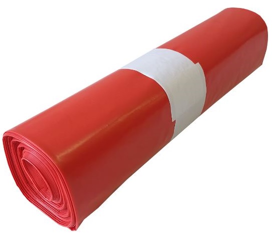 Levně Pytel odpadní červený 120L silný 80my role 15 ks