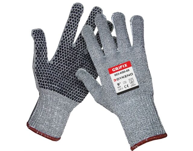 Grifix textilní protipořezové rukavice s PVC terčíky