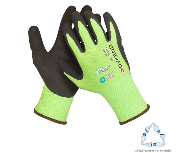 Povrstvené latexové rukavice ECO Green LX z recyklovaného materiálu