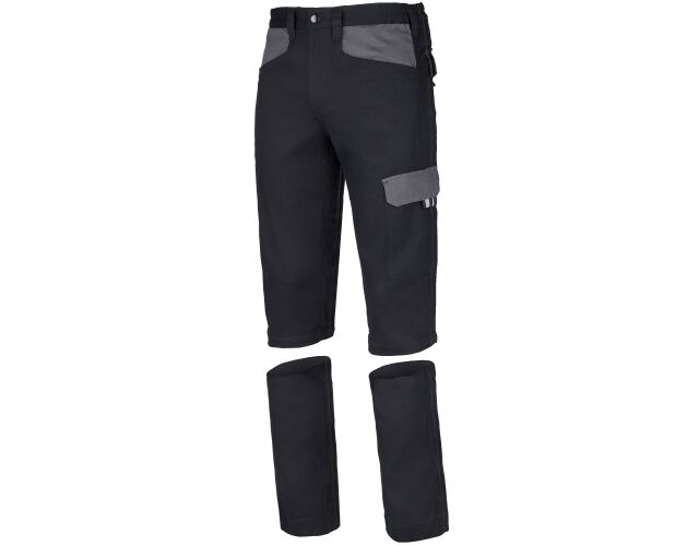 Primo pracovní kalhoty do pasu 2v1 - odepínací nohavice, bavlněné odlehčené, černo-šedé