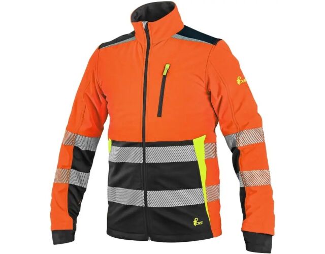 CXS BENSON výstražná softshellová bunda oranžová černá