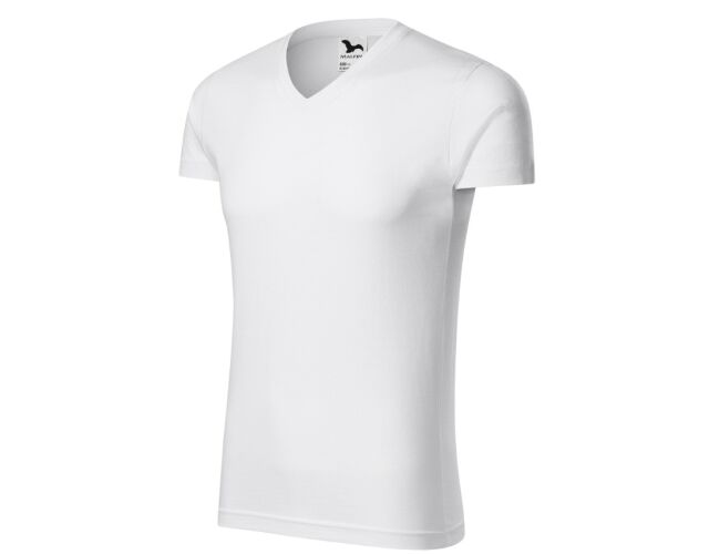 Malfini Slim Fit V-neck146 pánské tričko V výstřih bílá
