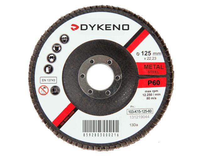 Lamelový kotouč kónický korund 125 x 22 P80 ocel, nerez