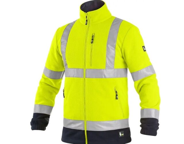 CXS PRESTON fleecové bunda reflexní žlutá modrá