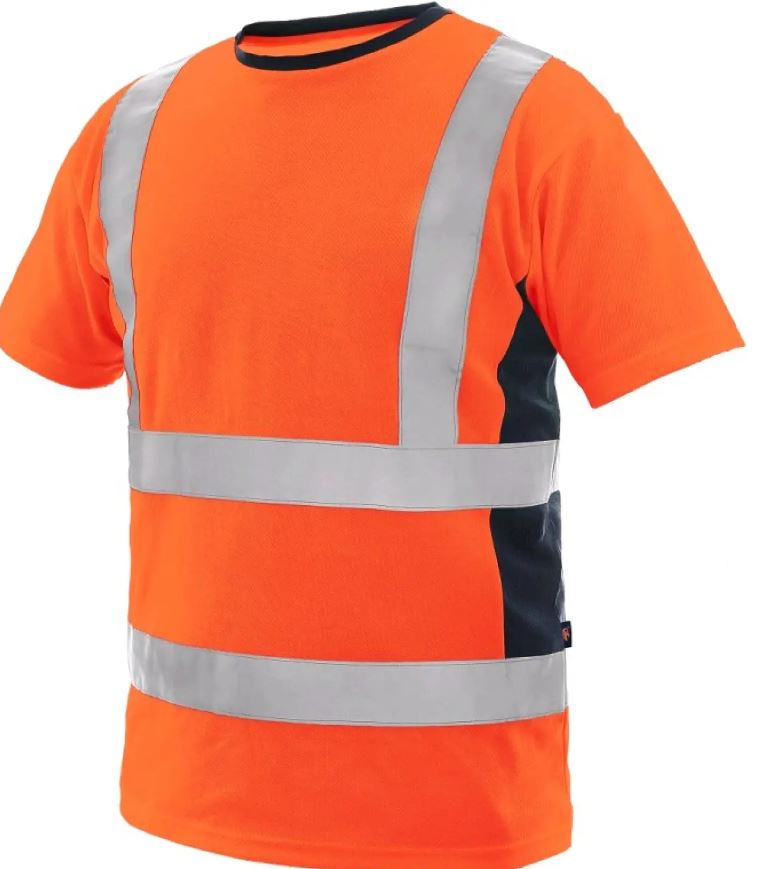 Levně CXS EXETER reflexní tričko se síťovinou oranžová-modrá 2XL