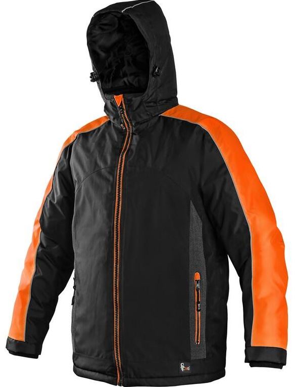 Levně CXS BRIGHTON pánská zimní bunda černo-oranžová 2XL