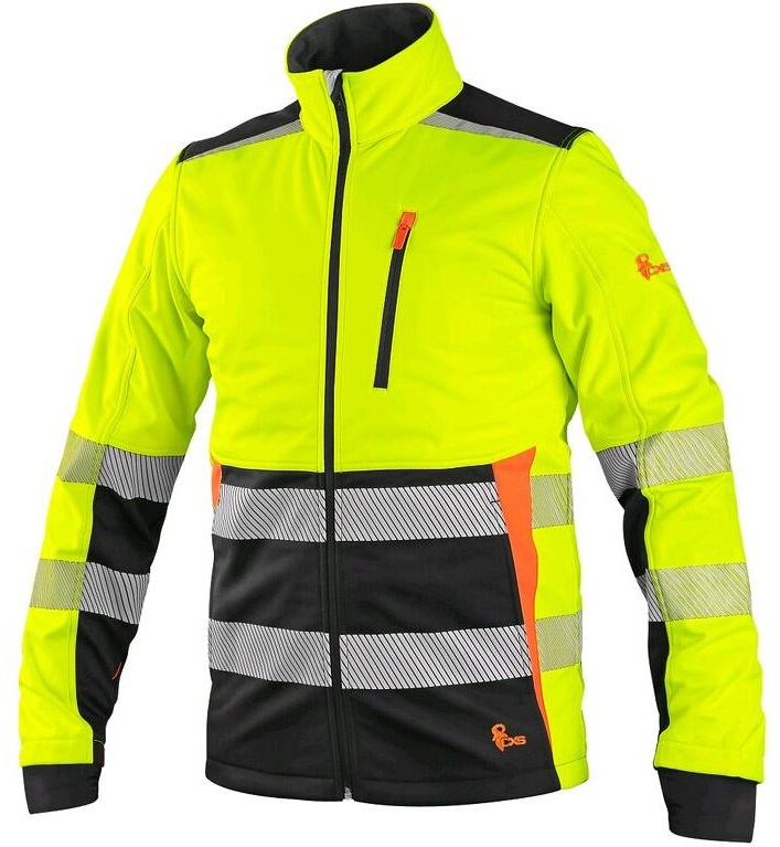 Levně CXS BENSON výstražná softshellová bunda žlutá černá 2XL