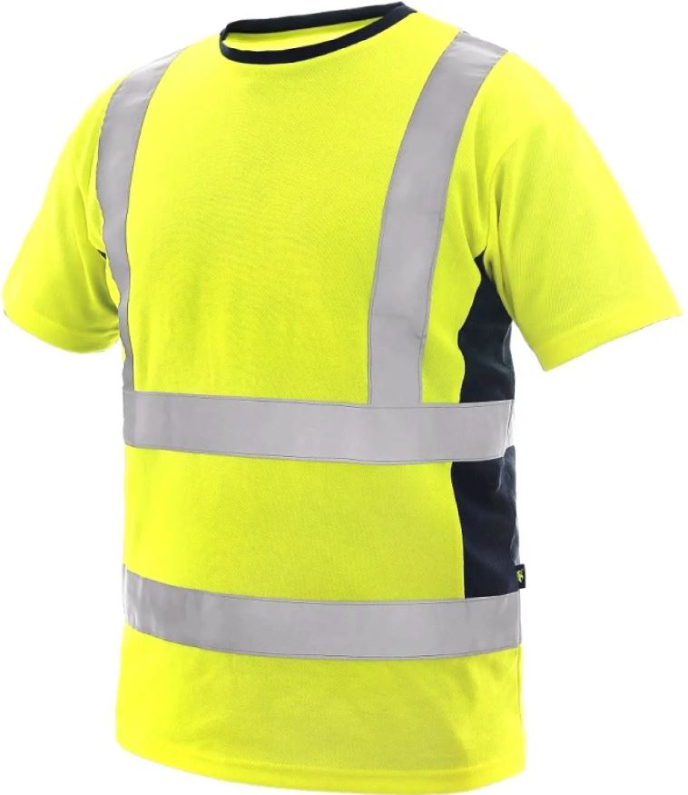 Levně CXS EXETER reflexní tričko se síťovinou žlutá-modrá 2XL